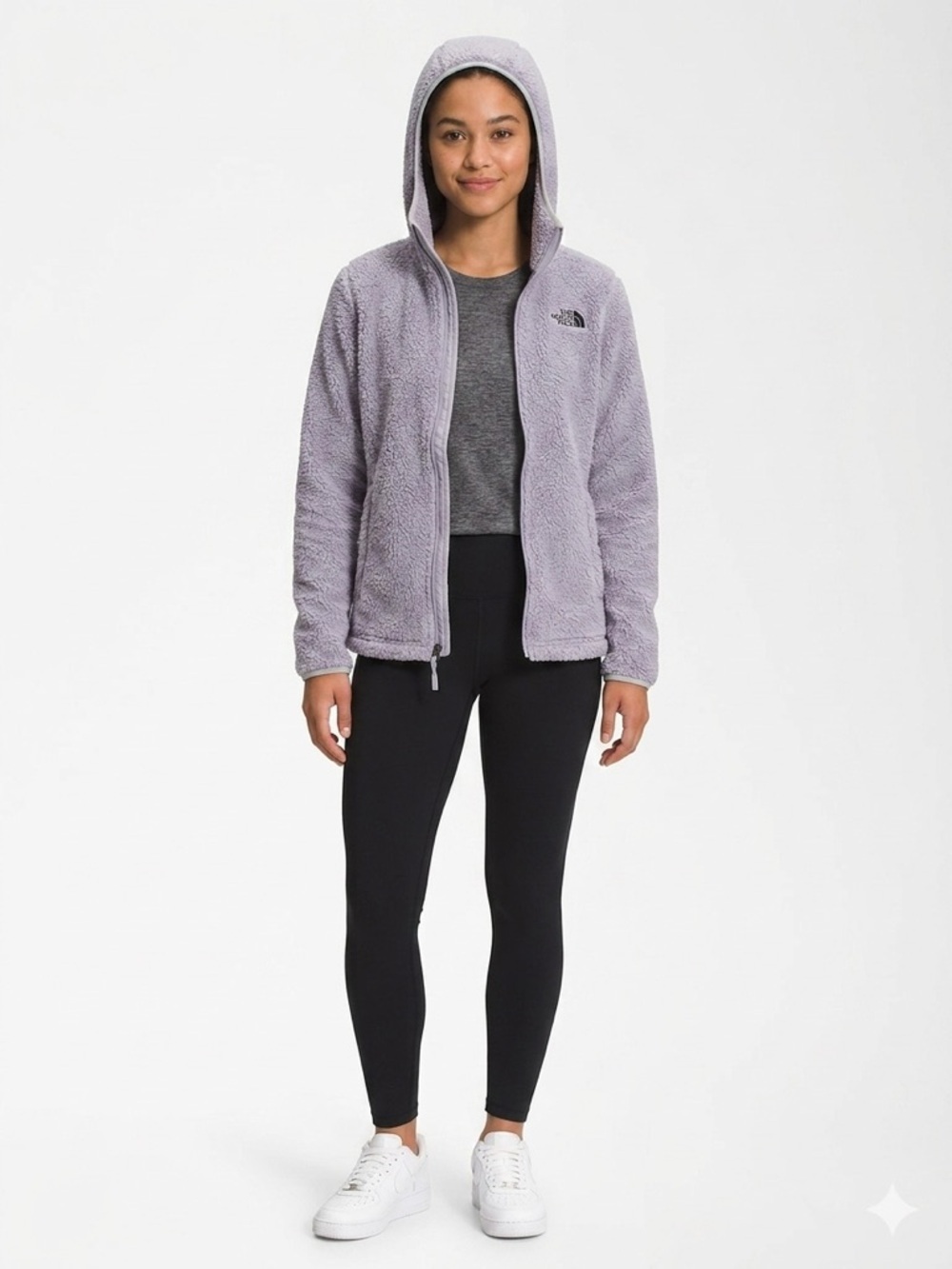 The North Face Sherpa Fleece Full-Zip Hoodie  Lavender Dusty Teddy Jacket Size L